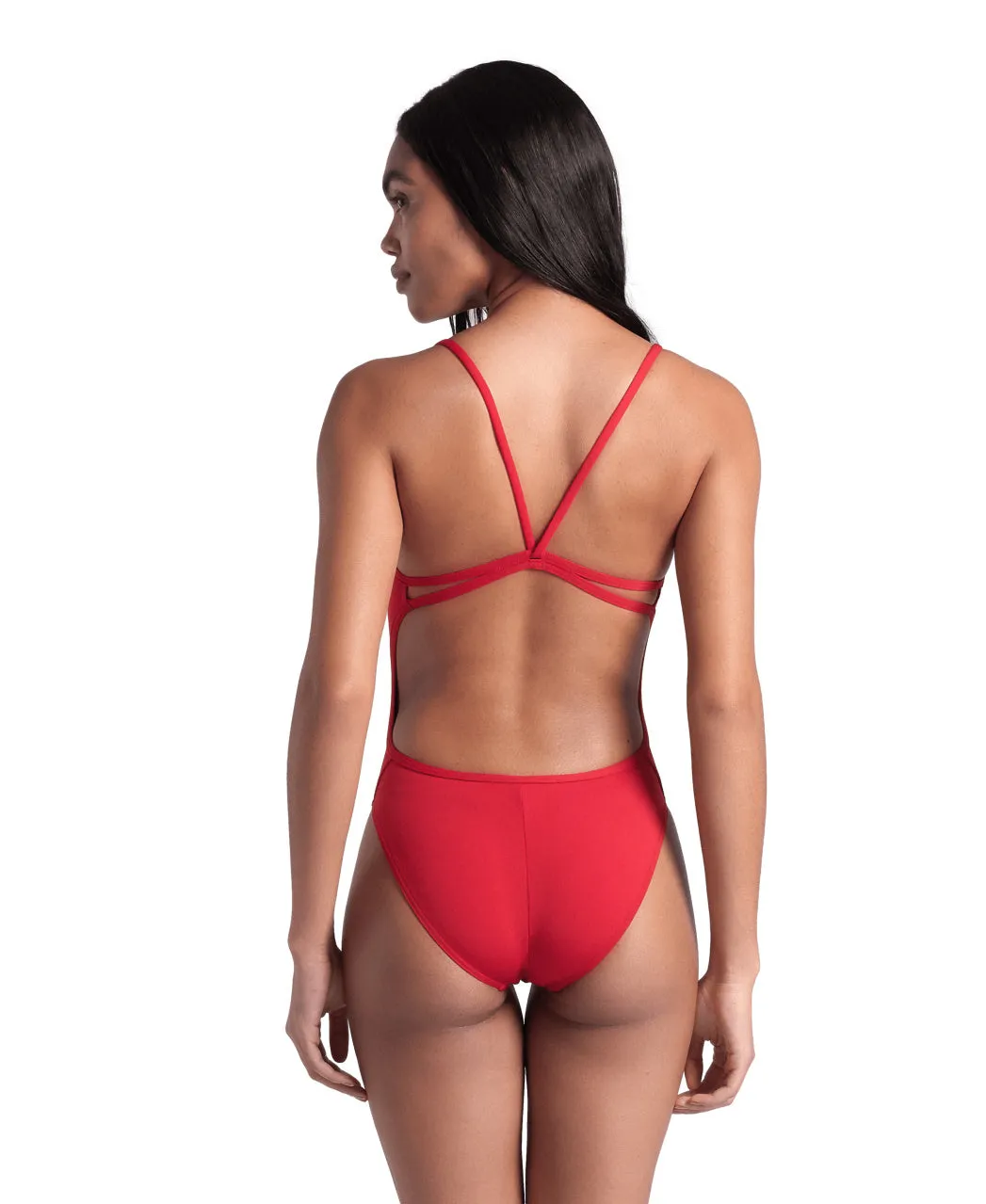 arena Performance Women's Solid Lace Back Red-White