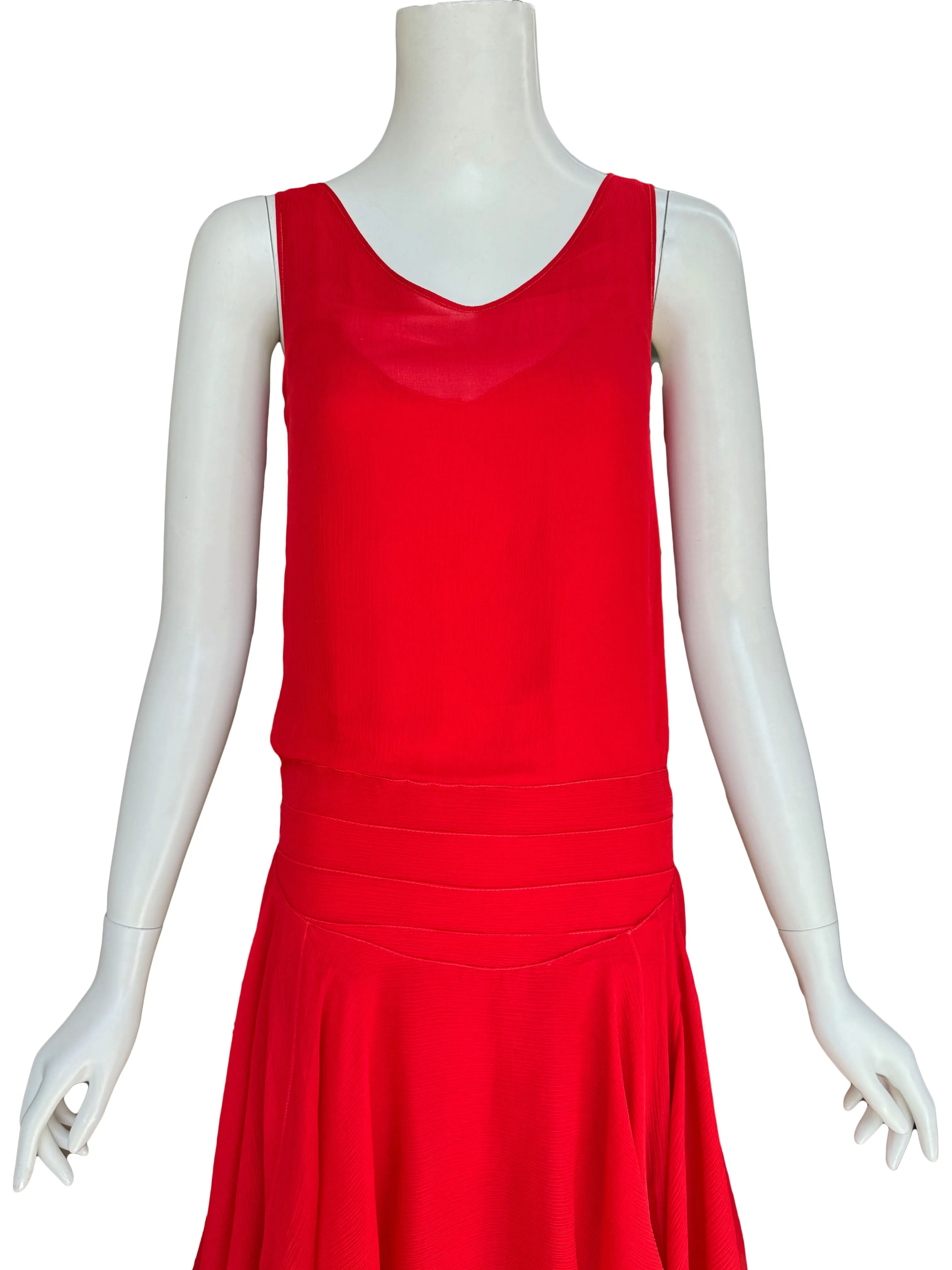 Art Deco 1930s Scarlet Silk Dress