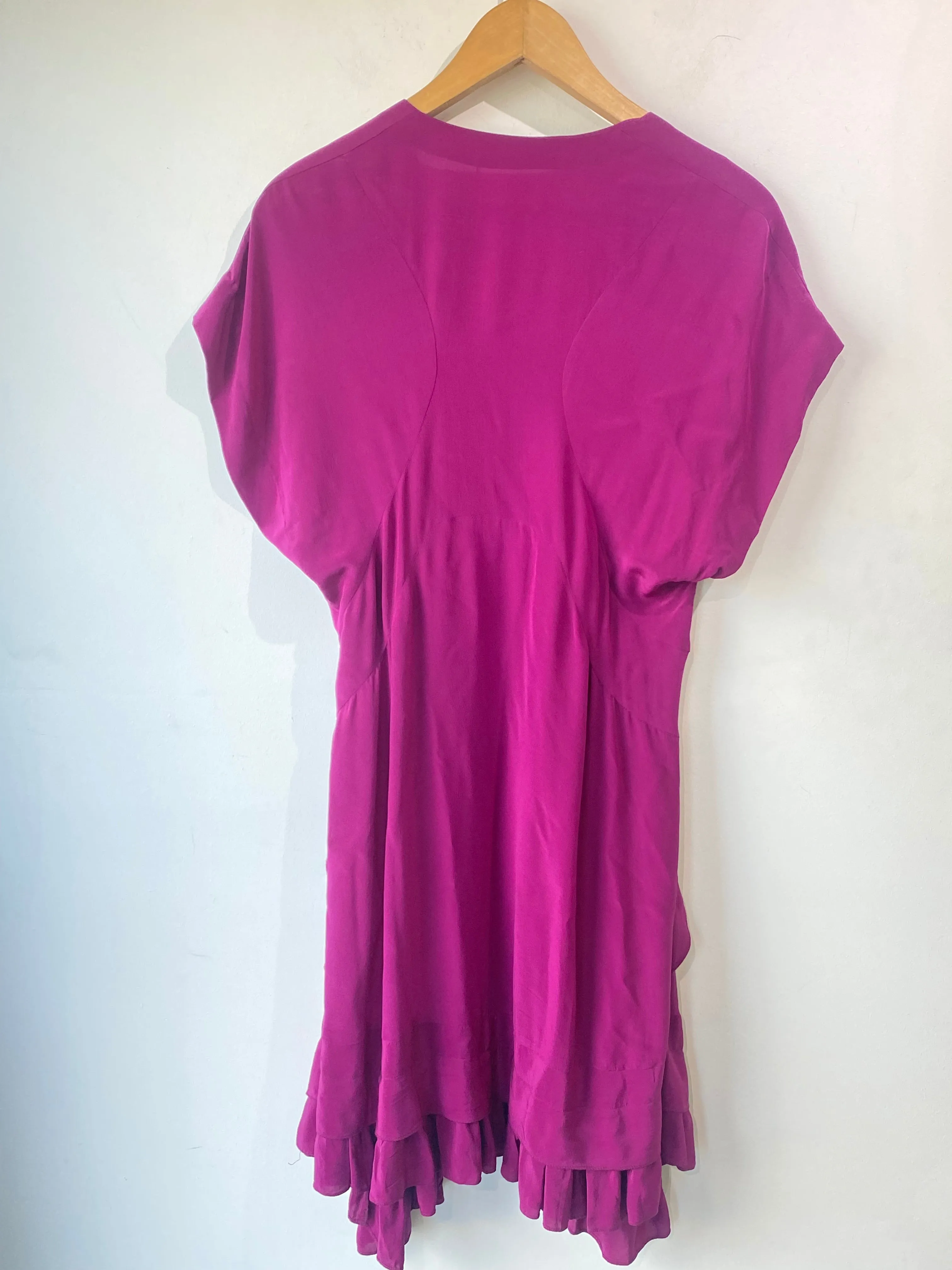 Balenciaga Fuchsia Silk Ruffle Dress