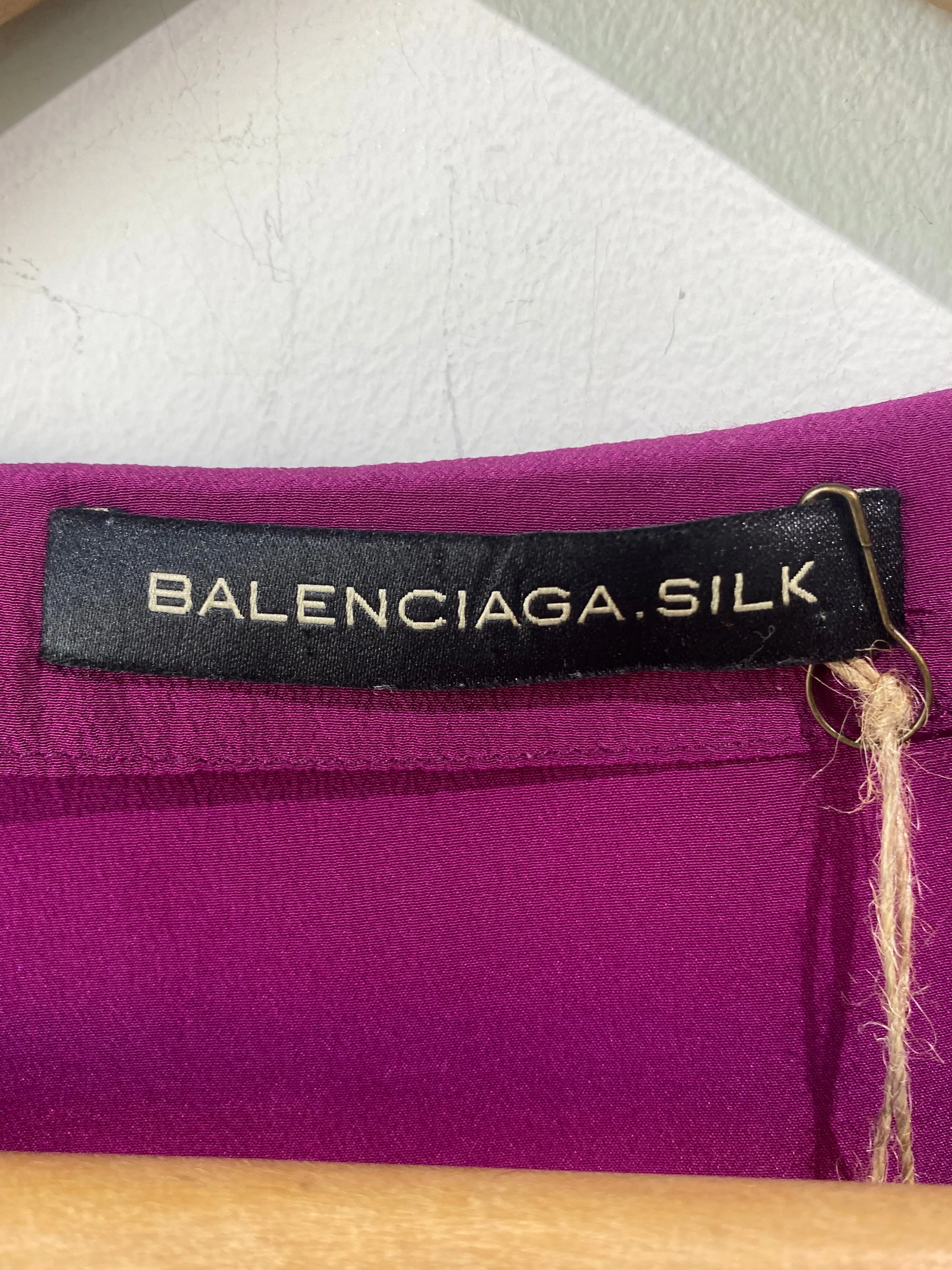 Balenciaga Fuchsia Silk Ruffle Dress
