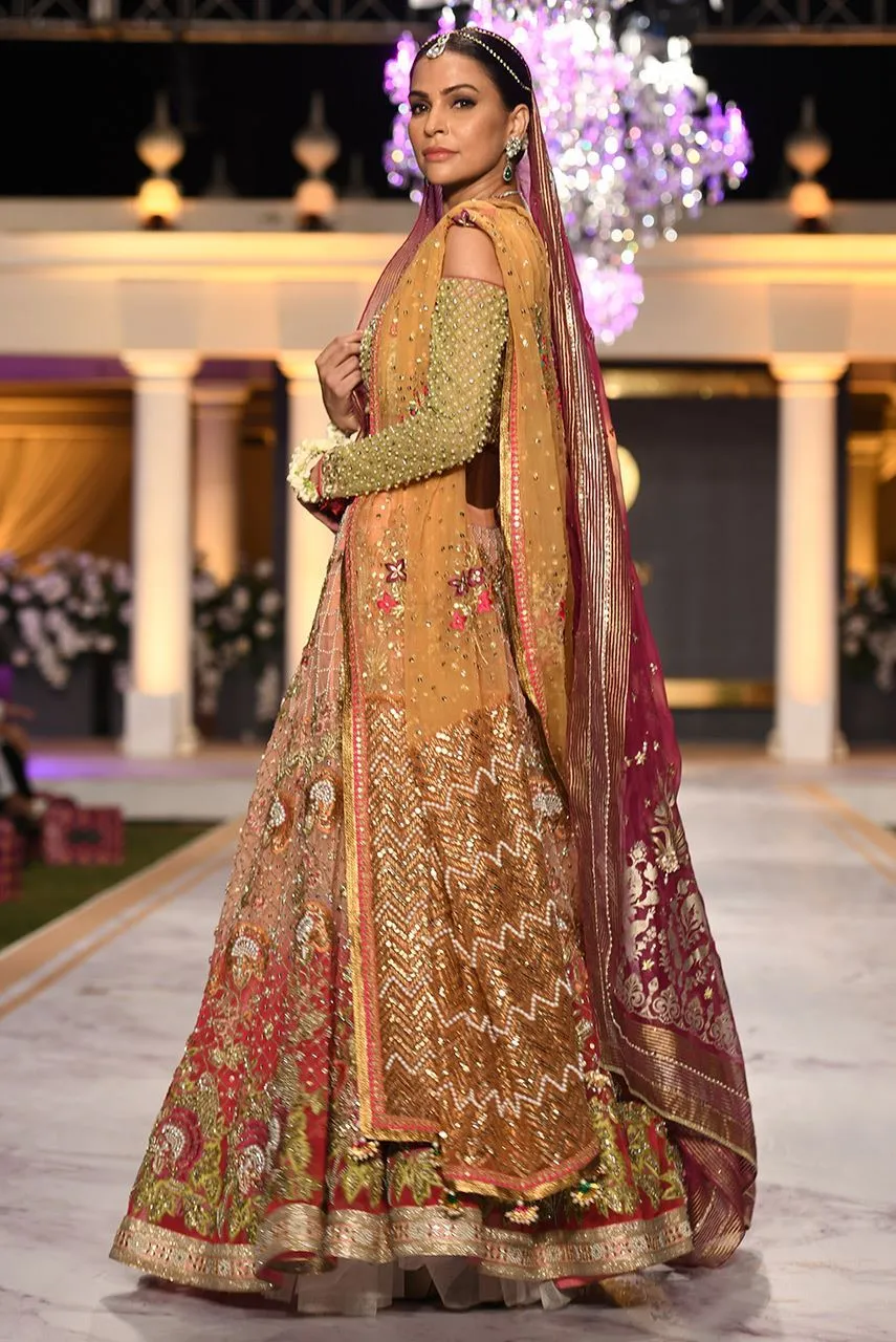 Beautiful mehndi lehnga dress embroidered in yellow and pink color # B3428