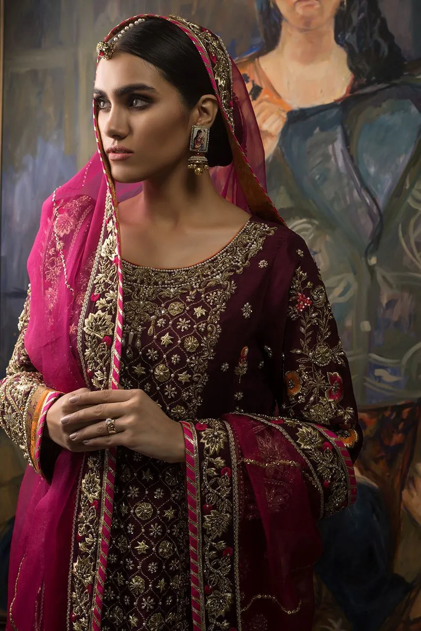 Beautiful wedding mehendi dress embroidered in purple color # B3433