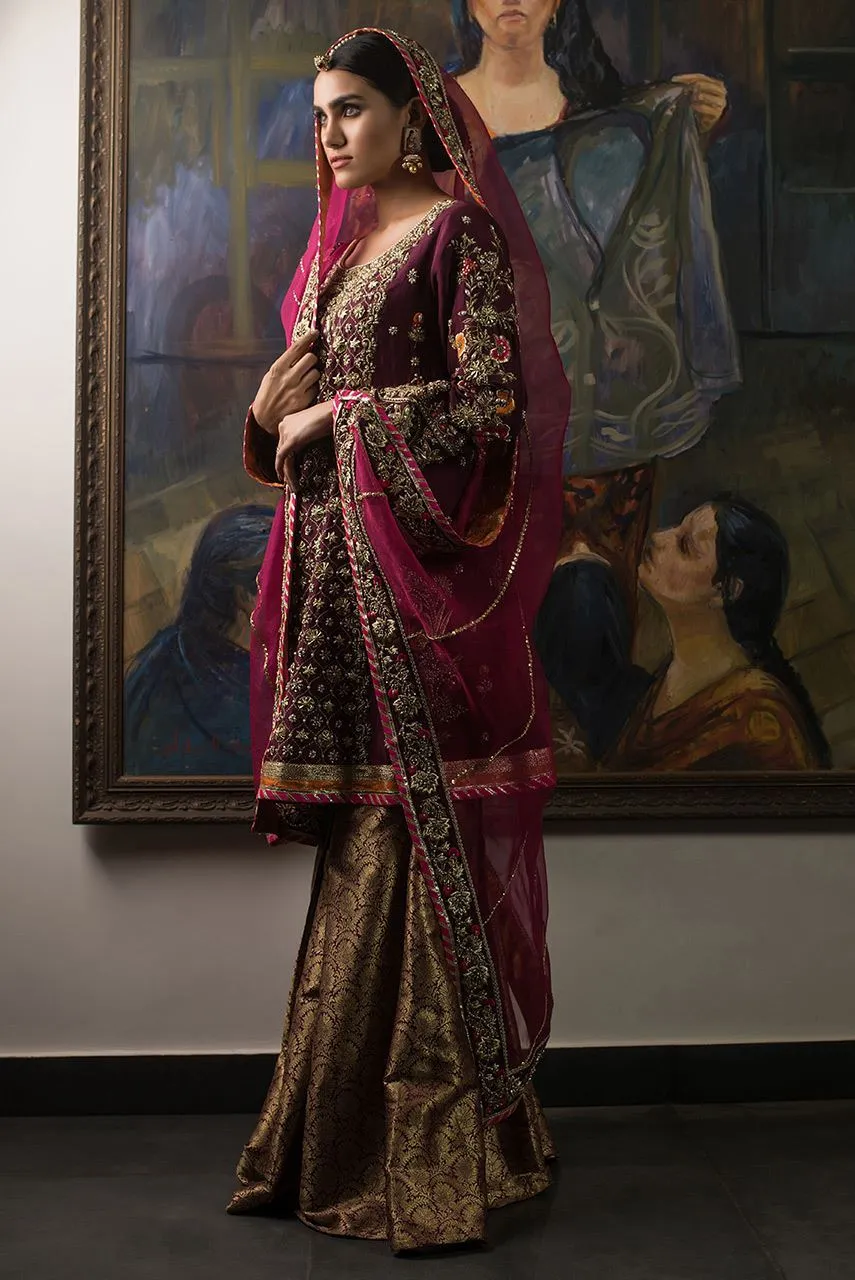 Beautiful wedding mehendi dress embroidered in purple color # B3433