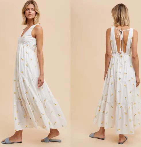 BELLA EMBROIDERED FLORAL MAXI
