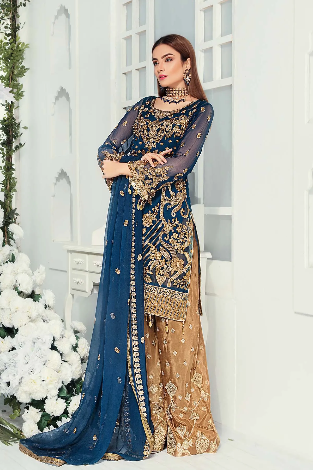 Best Designer Dress with Thread Embroidery #J6112
