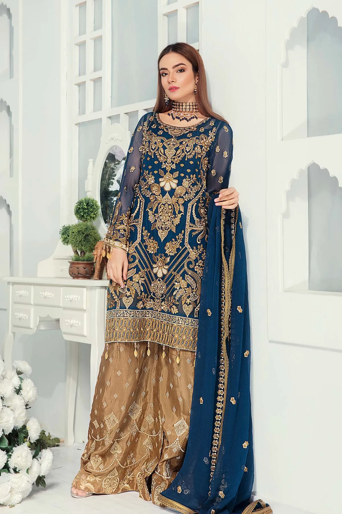 Best Designer Dress with Thread Embroidery #J6112