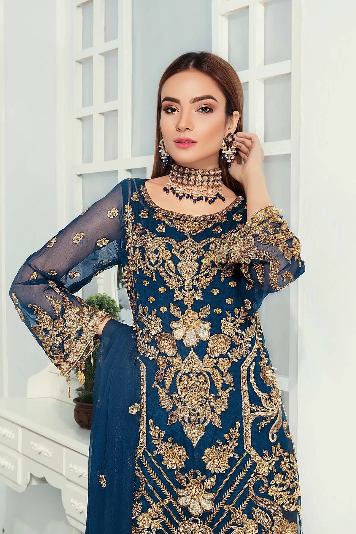 Best Designer Dress with Thread Embroidery #J6112