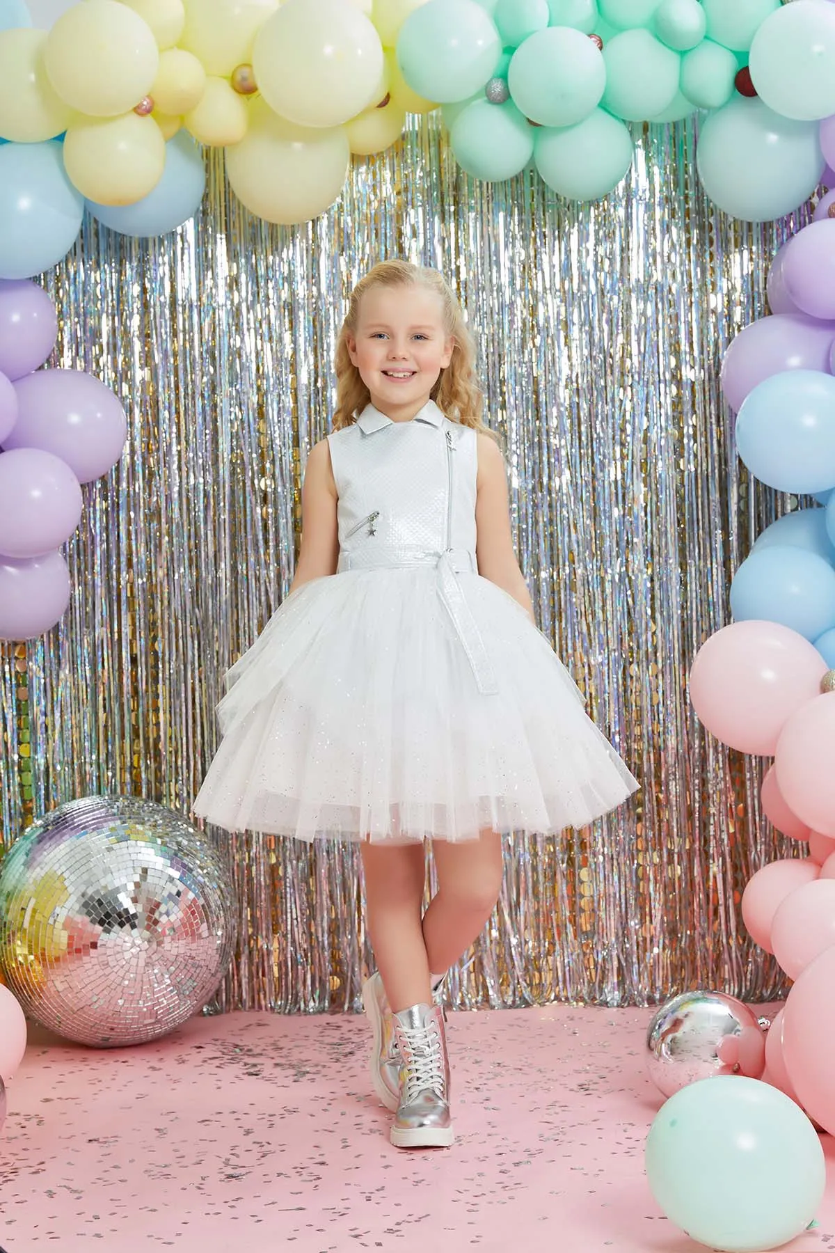 Big Girls' Belted Vest Party Dress