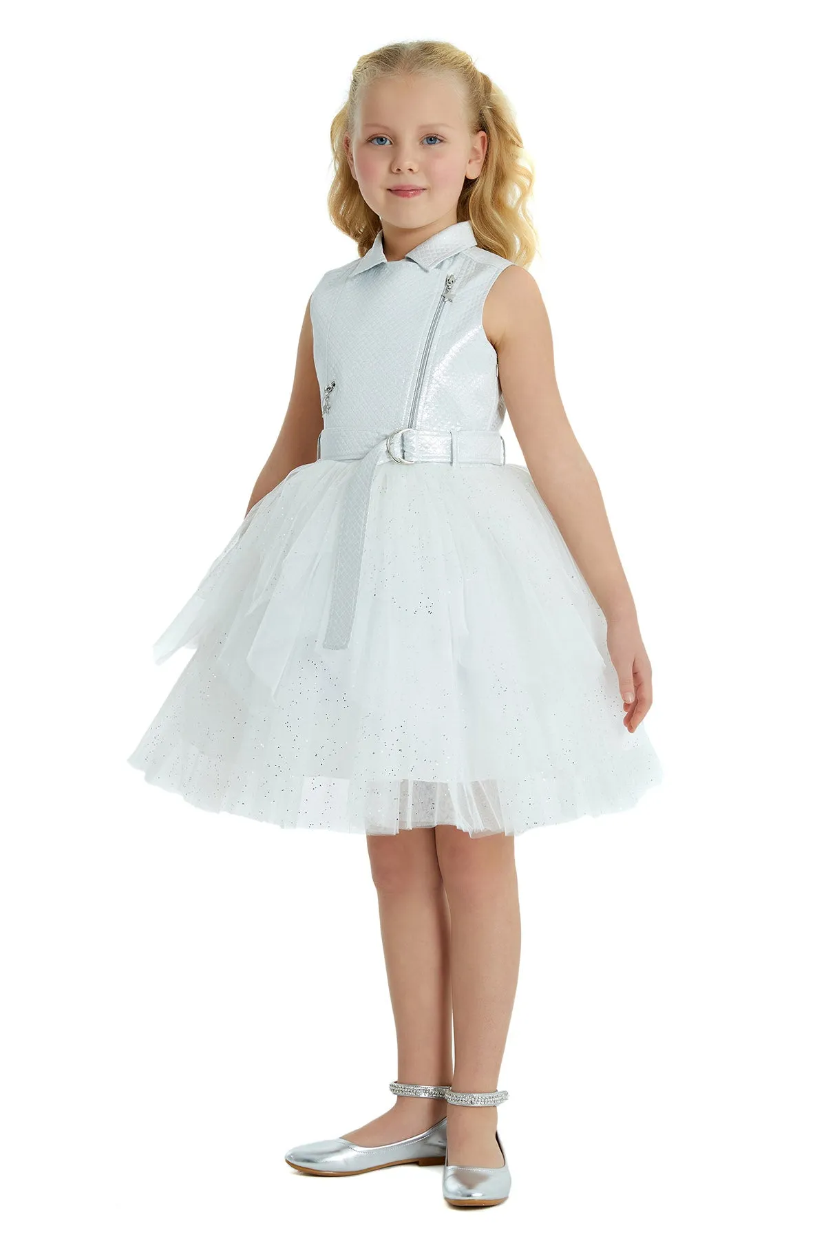 Big Girls' Belted Vest Party Dress