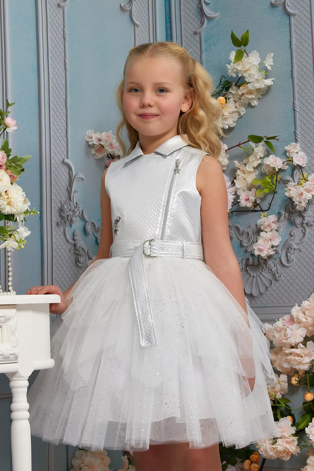 Big Girls' Belted Vest Party Dress