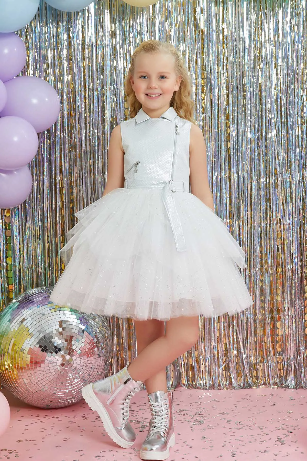 Big Girls' Belted Vest Party Dress