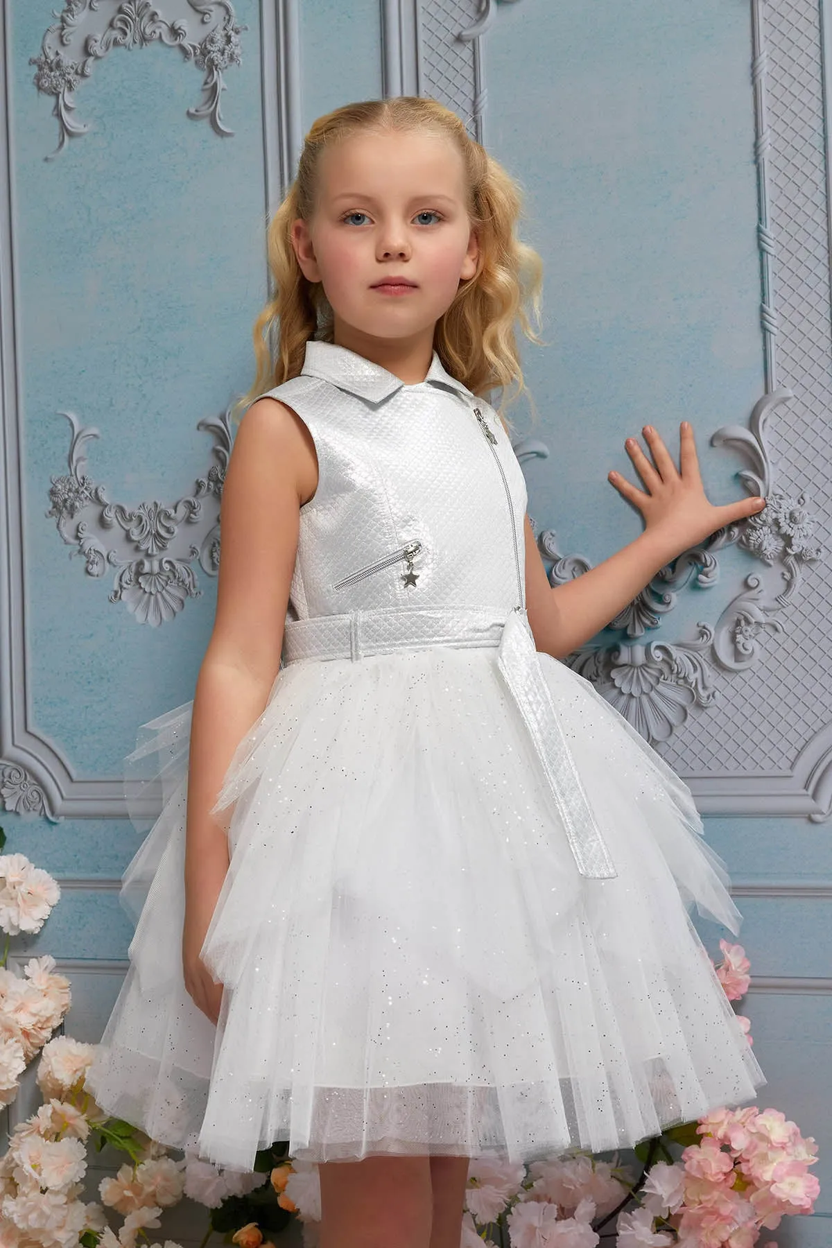 Big Girls' Belted Vest Party Dress