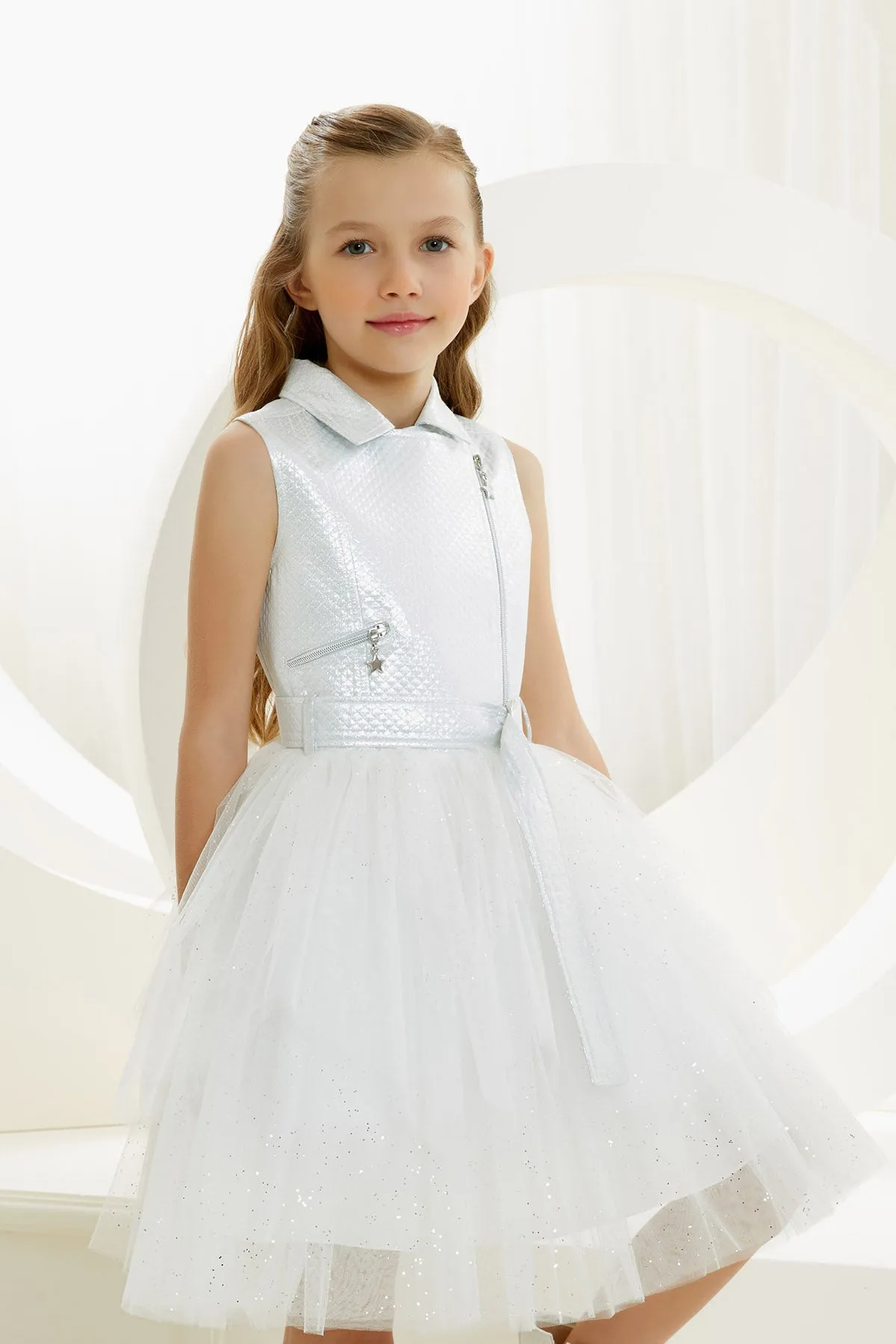 Big Girls' Belted Vest Party Dress