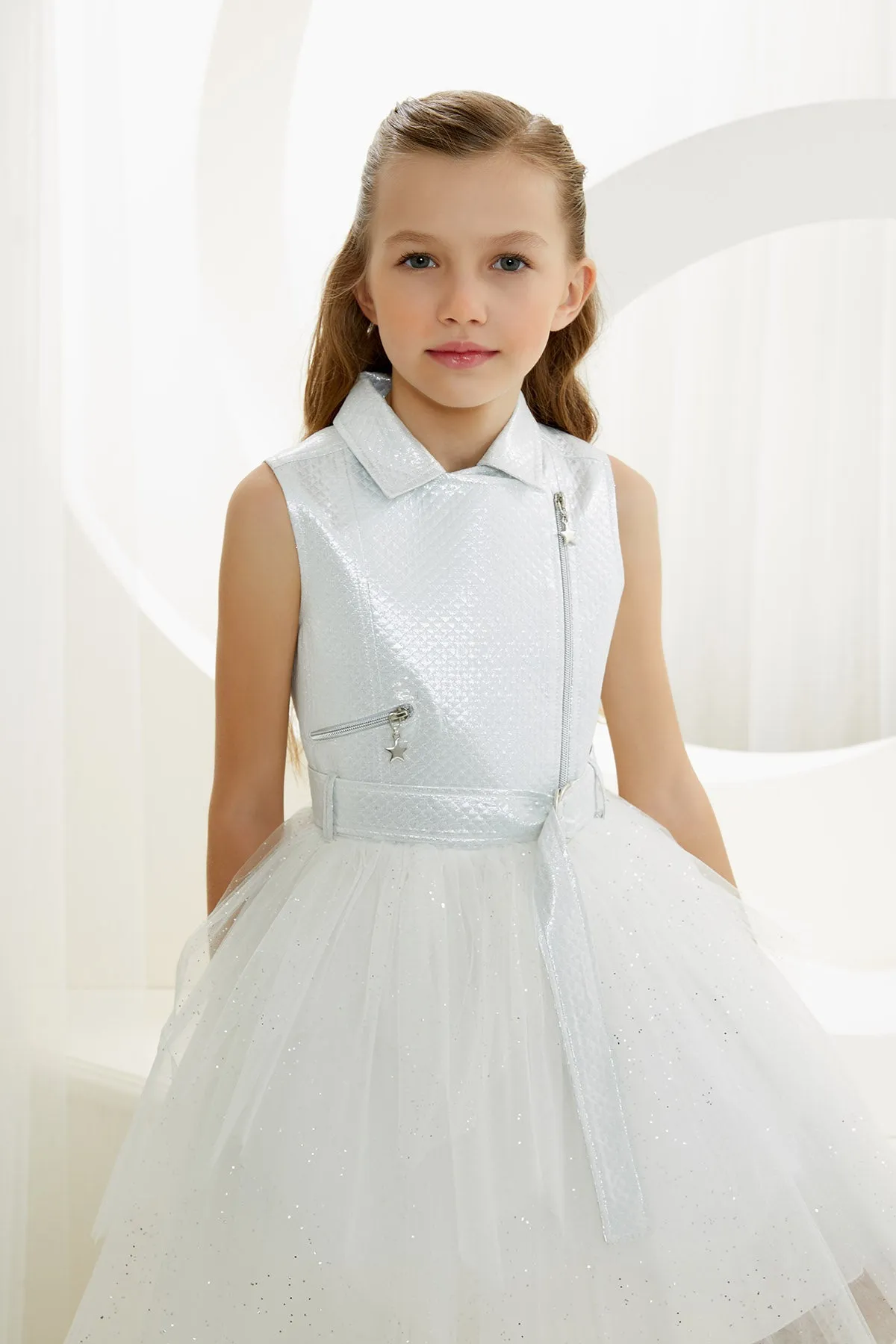 Big Girls' Belted Vest Party Dress
