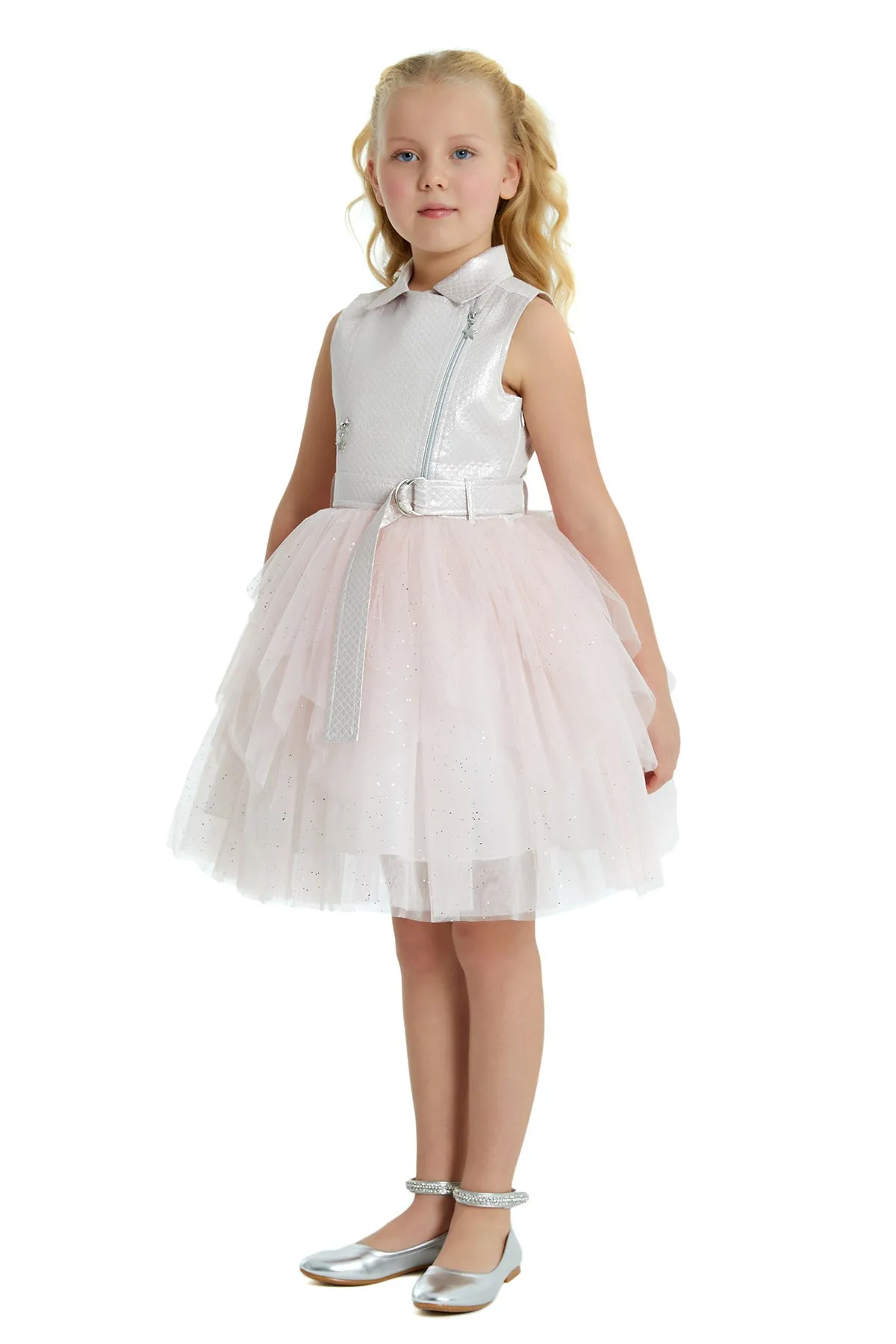 Big Girls' Belted Vest Party Dress