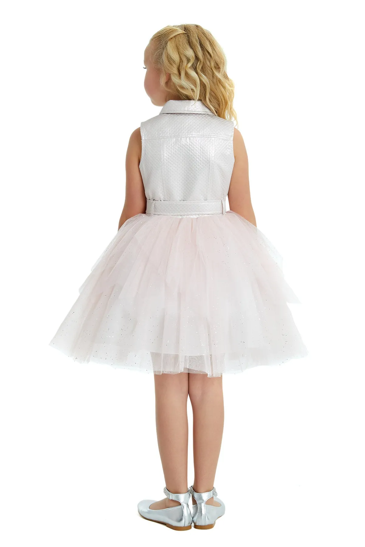 Big Girls' Belted Vest Party Dress