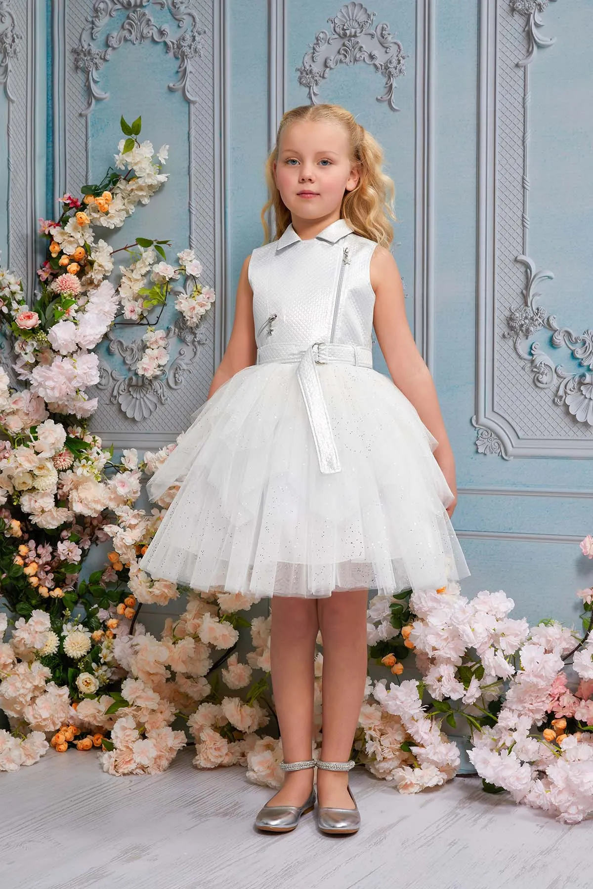 Big Girls' Belted Vest Party Dress