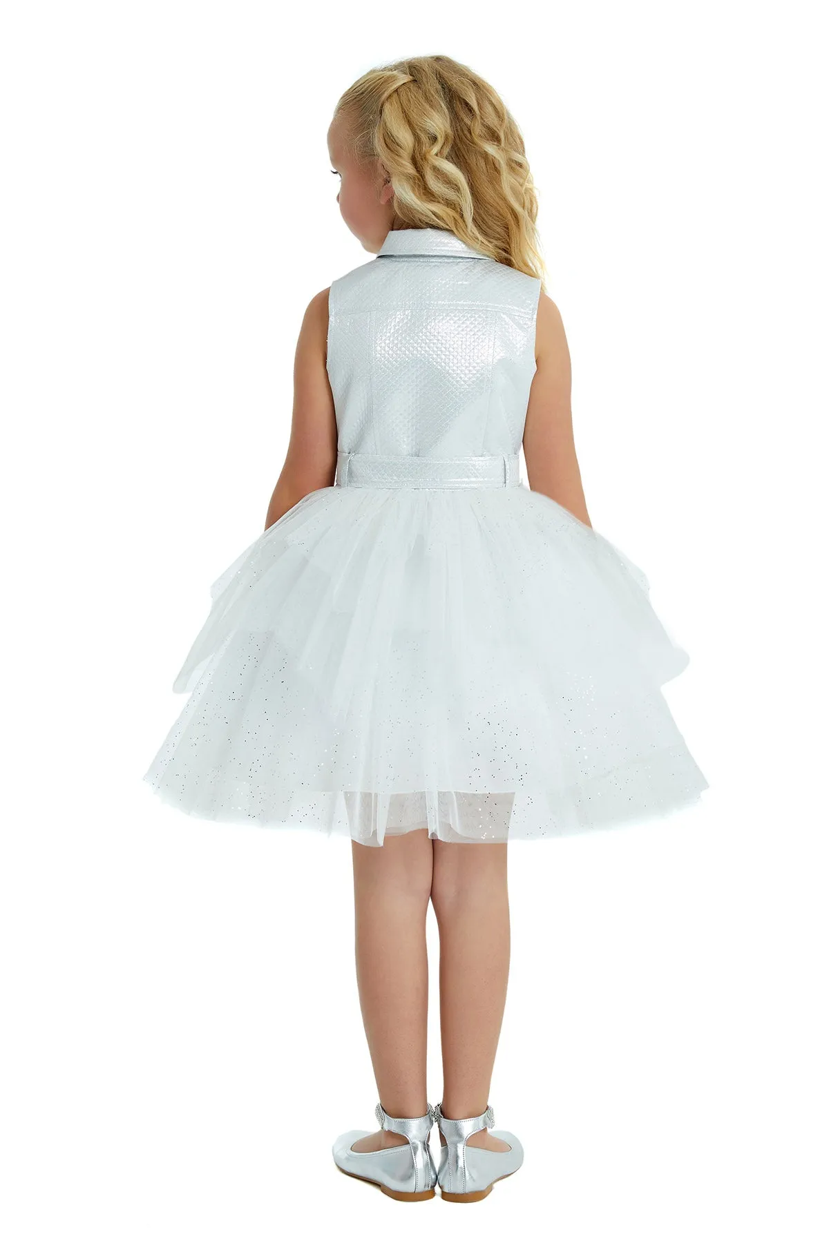 Big Girls' Belted Vest Party Dress