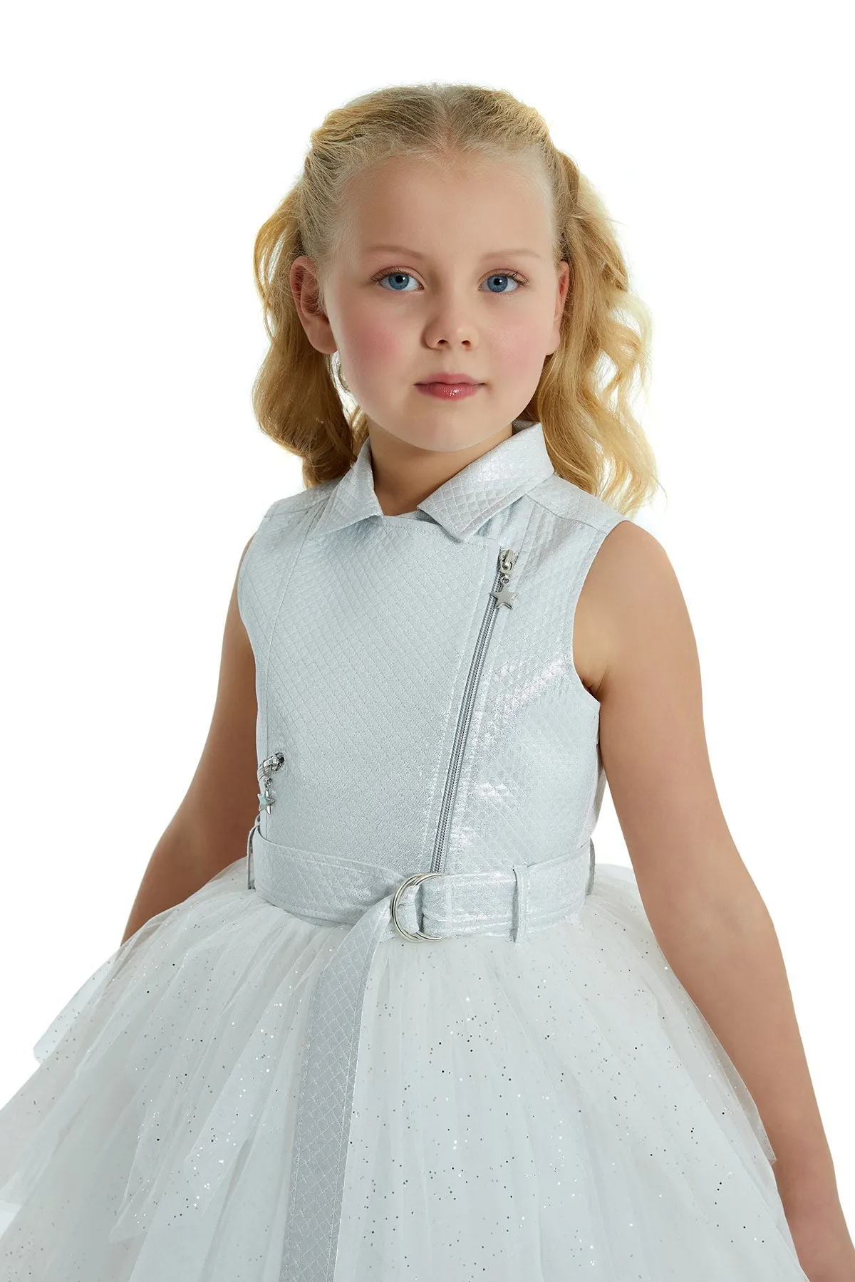 Big Girls' Belted Vest Party Dress