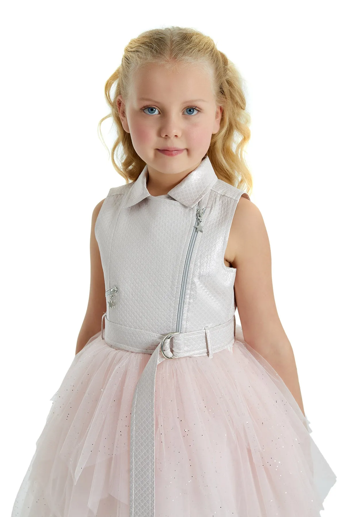 Big Girls' Belted Vest Party Dress