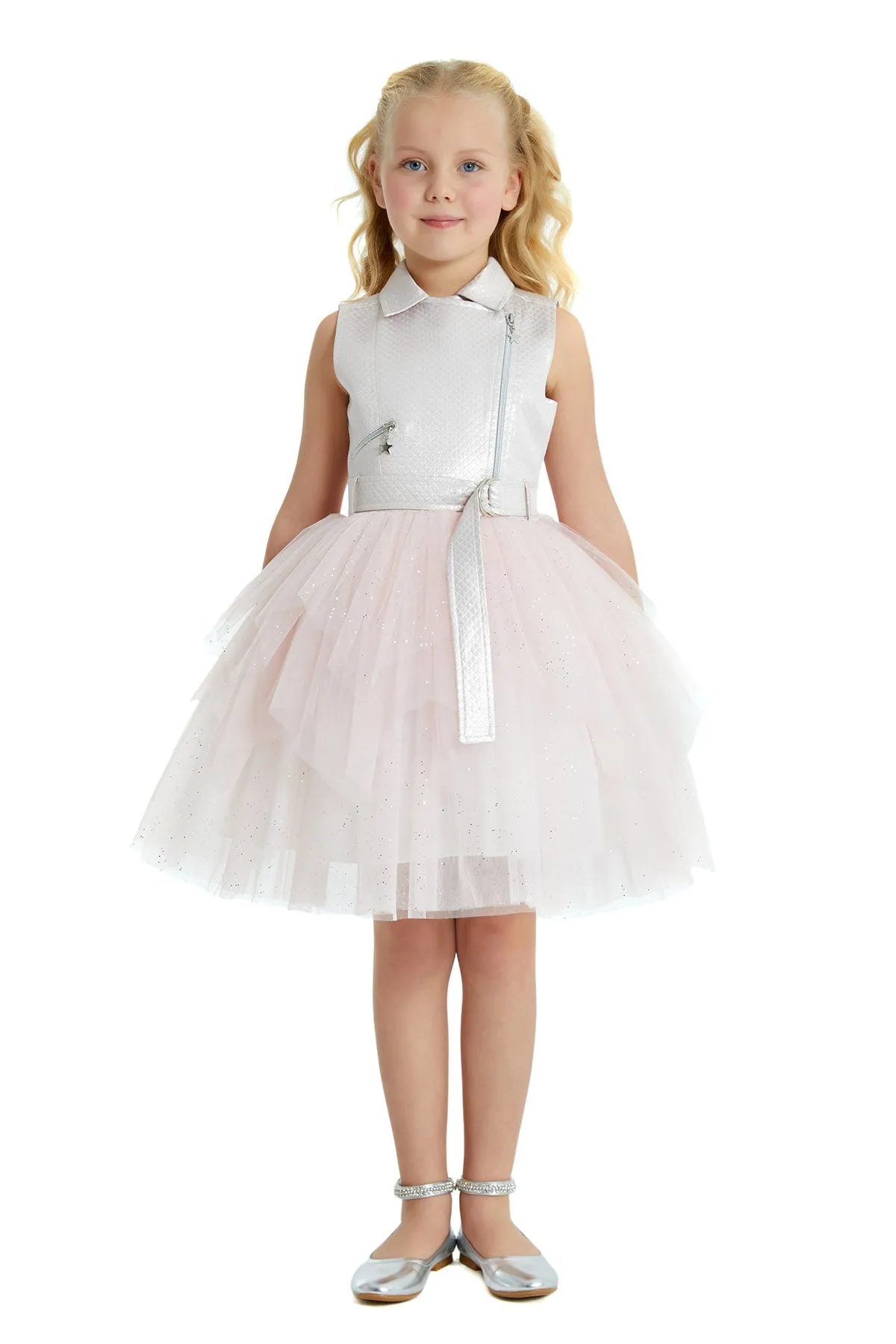 Big Girls' Belted Vest Party Dress