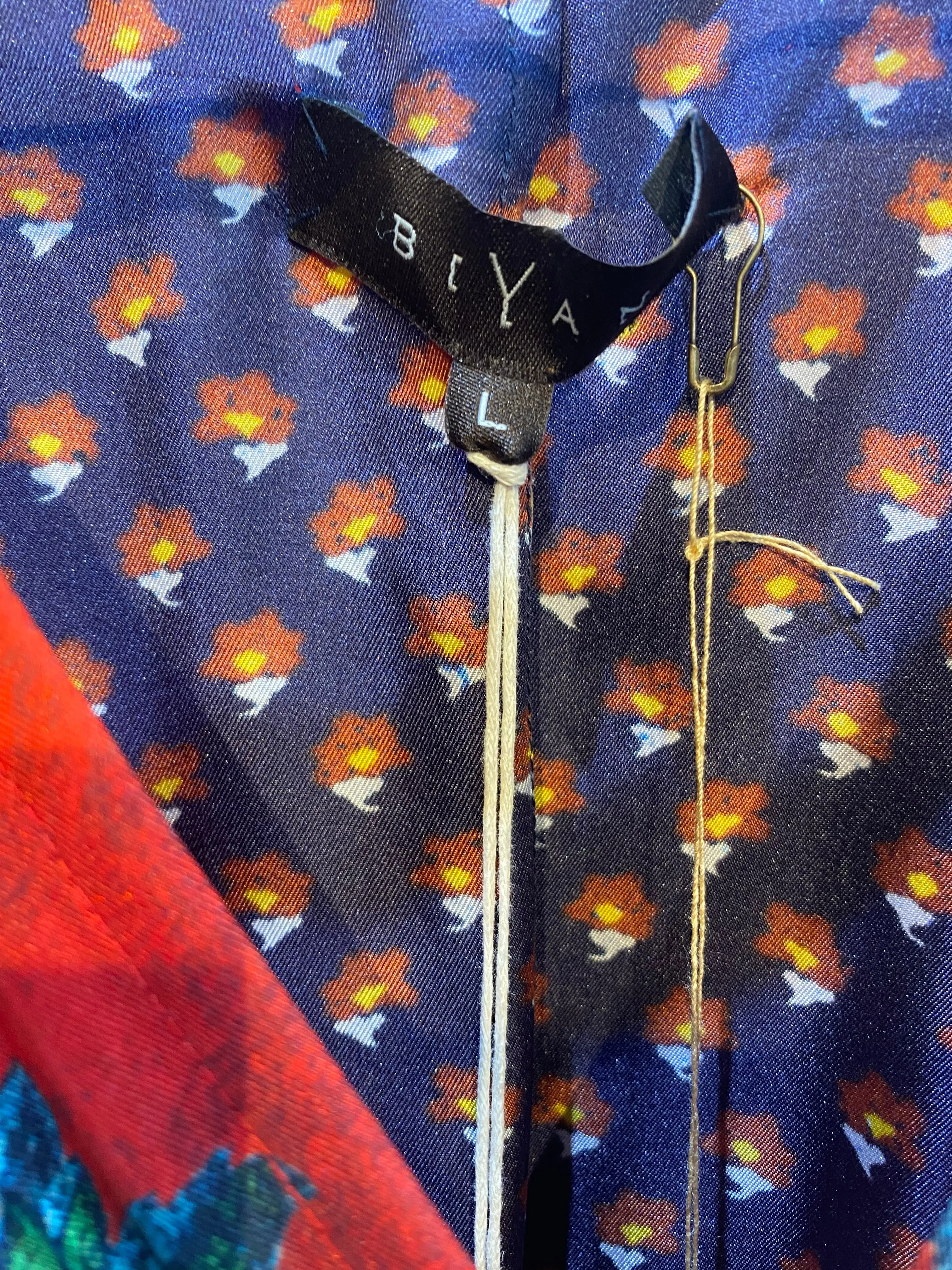 Biyan Floral Silk Dress with Tie