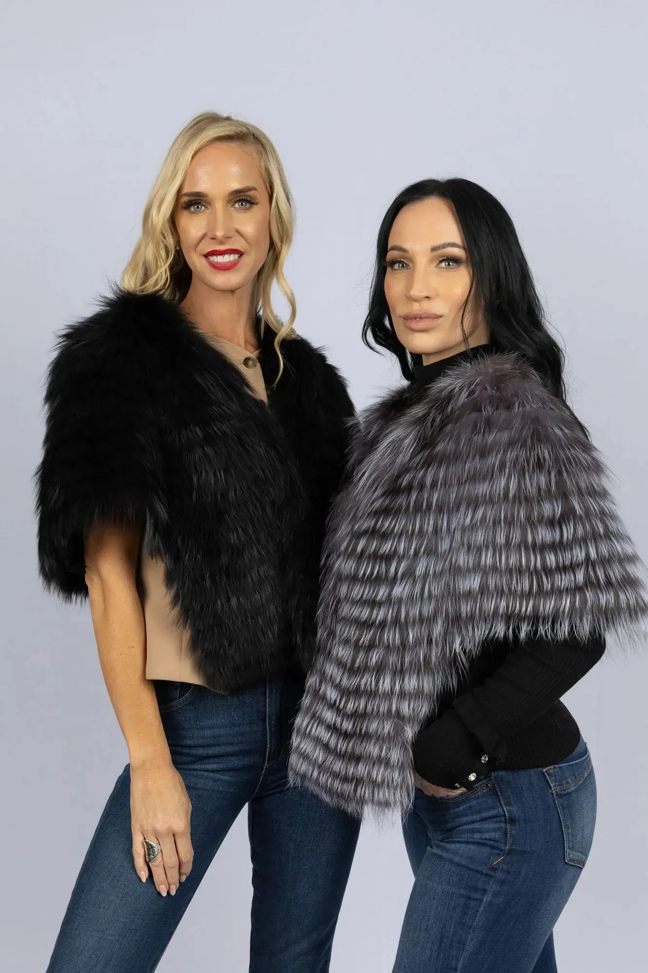 Black Feathered Fox Stole