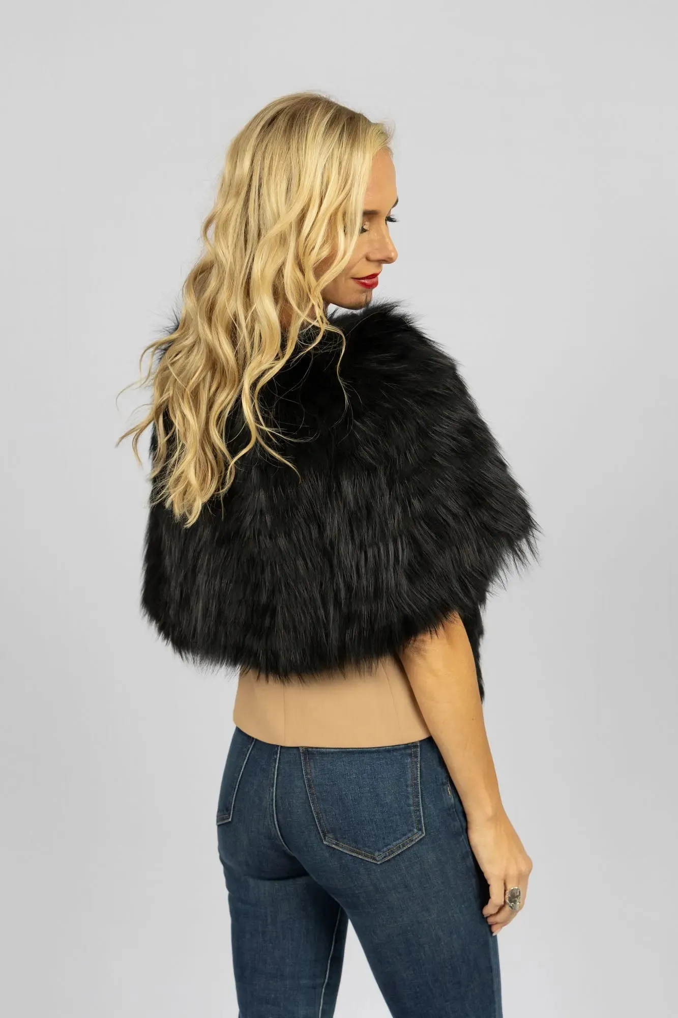 Black Feathered Fox Stole