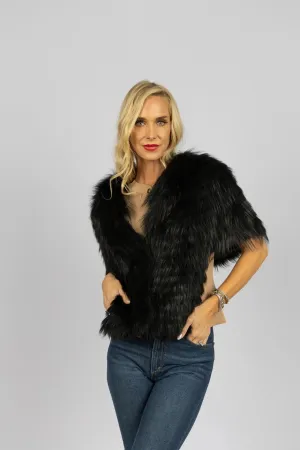 Black Feathered Fox Stole