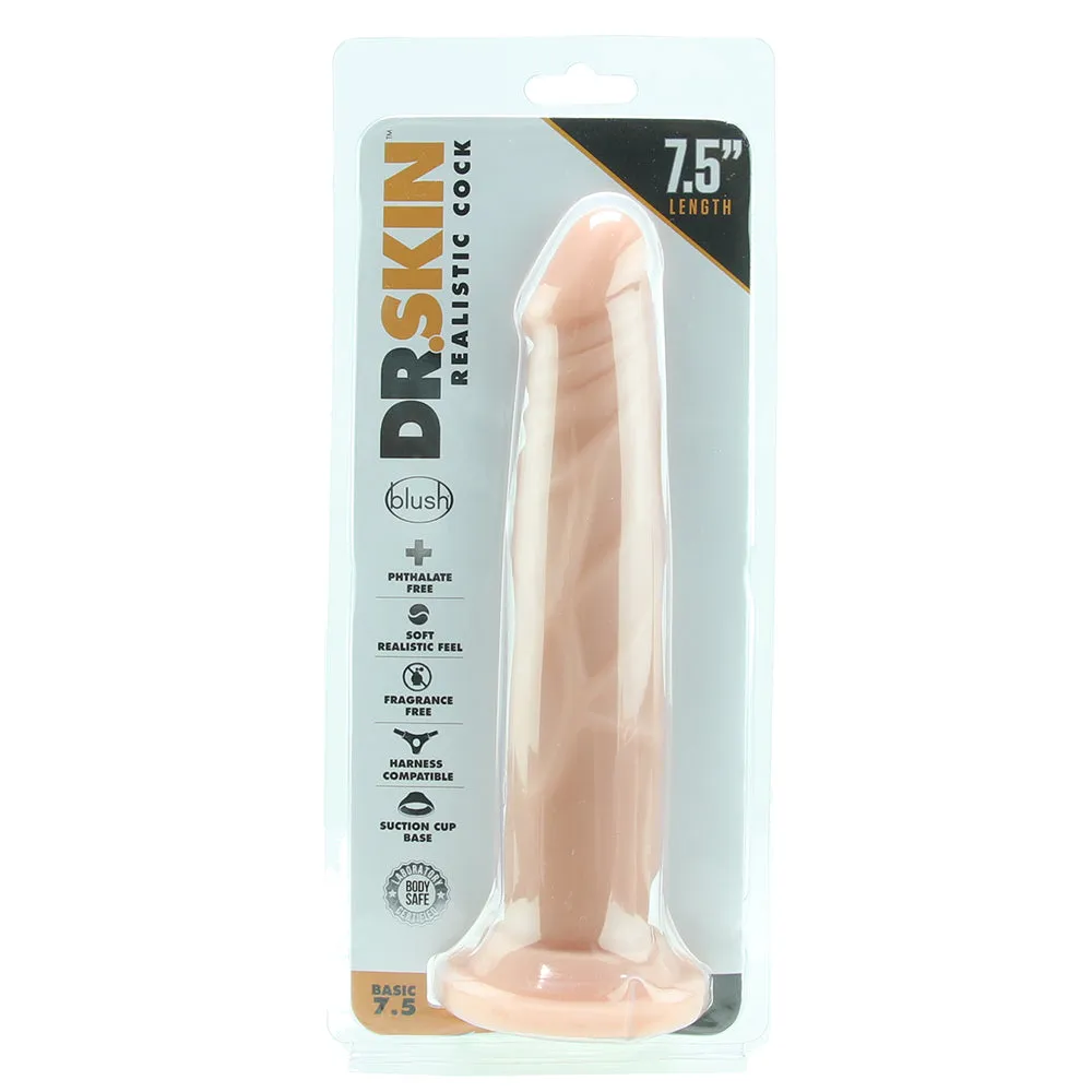 Blush Dr. Skin Basic 7.5 Realistic 7.5 in. Dildo with Suction Cup Beige