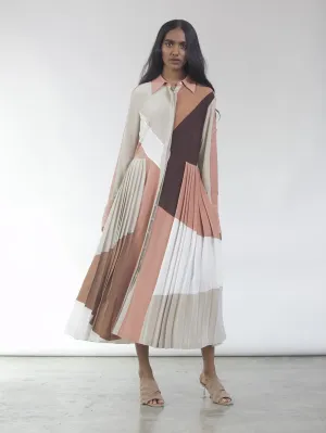 Bodice   I   Dress-This-Fluid-Shirt-Dress-Features-Geometric-Colour-Block-Pattern-With-Pleats-At-The-Bottom-Made-In-100-Silk-Crepe-It-Has-Tonal-Smocking-Details-This-Dress-Also-Features-Pockets-On-Each-Side