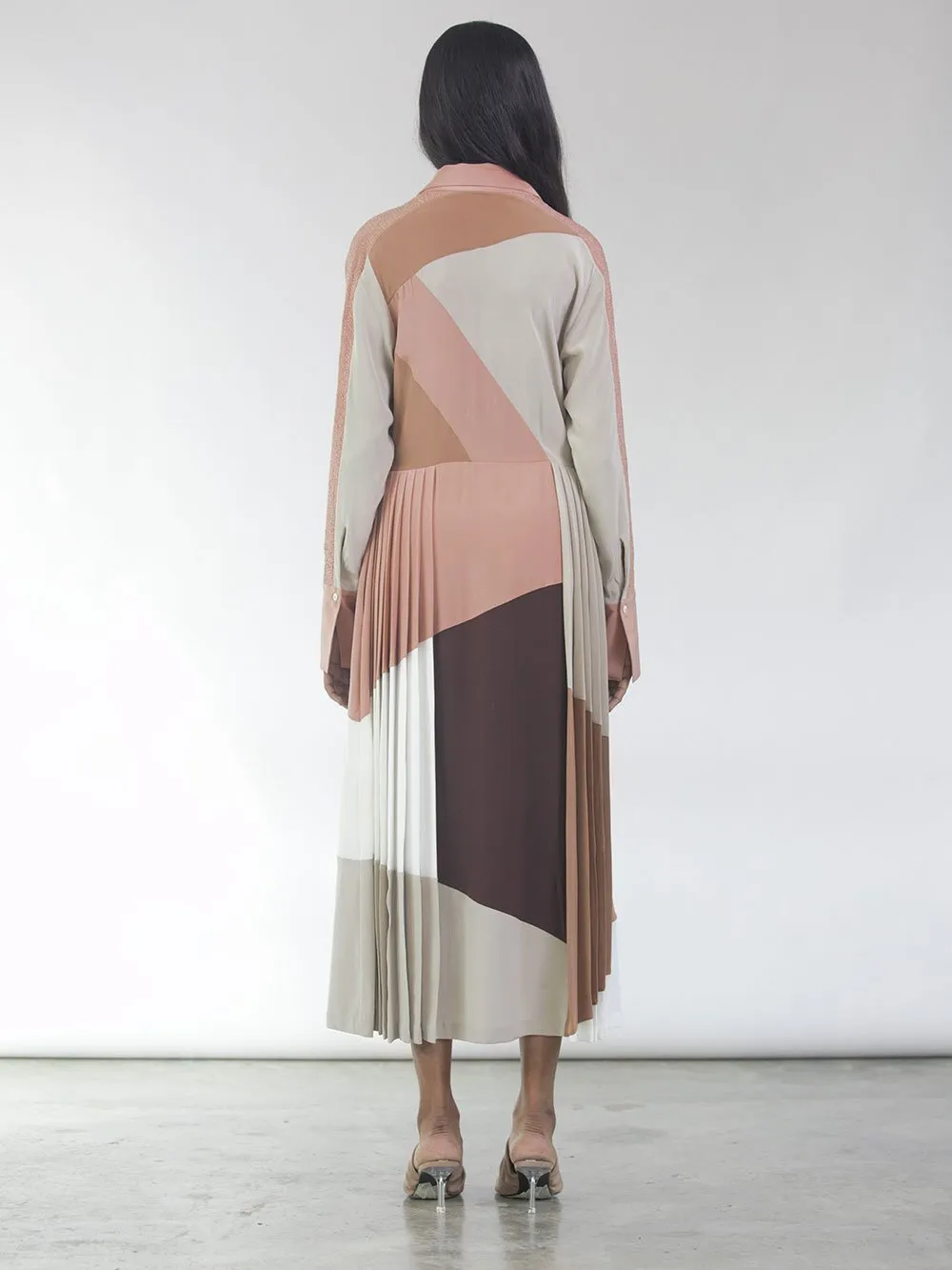 Bodice   I   Dress-This-Fluid-Shirt-Dress-Features-Geometric-Colour-Block-Pattern-With-Pleats-At-The-Bottom-Made-In-100-Silk-Crepe-It-Has-Tonal-Smocking-Details-This-Dress-Also-Features-Pockets-On-Each-Side