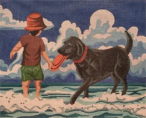 Boy with Frisbee in Water
