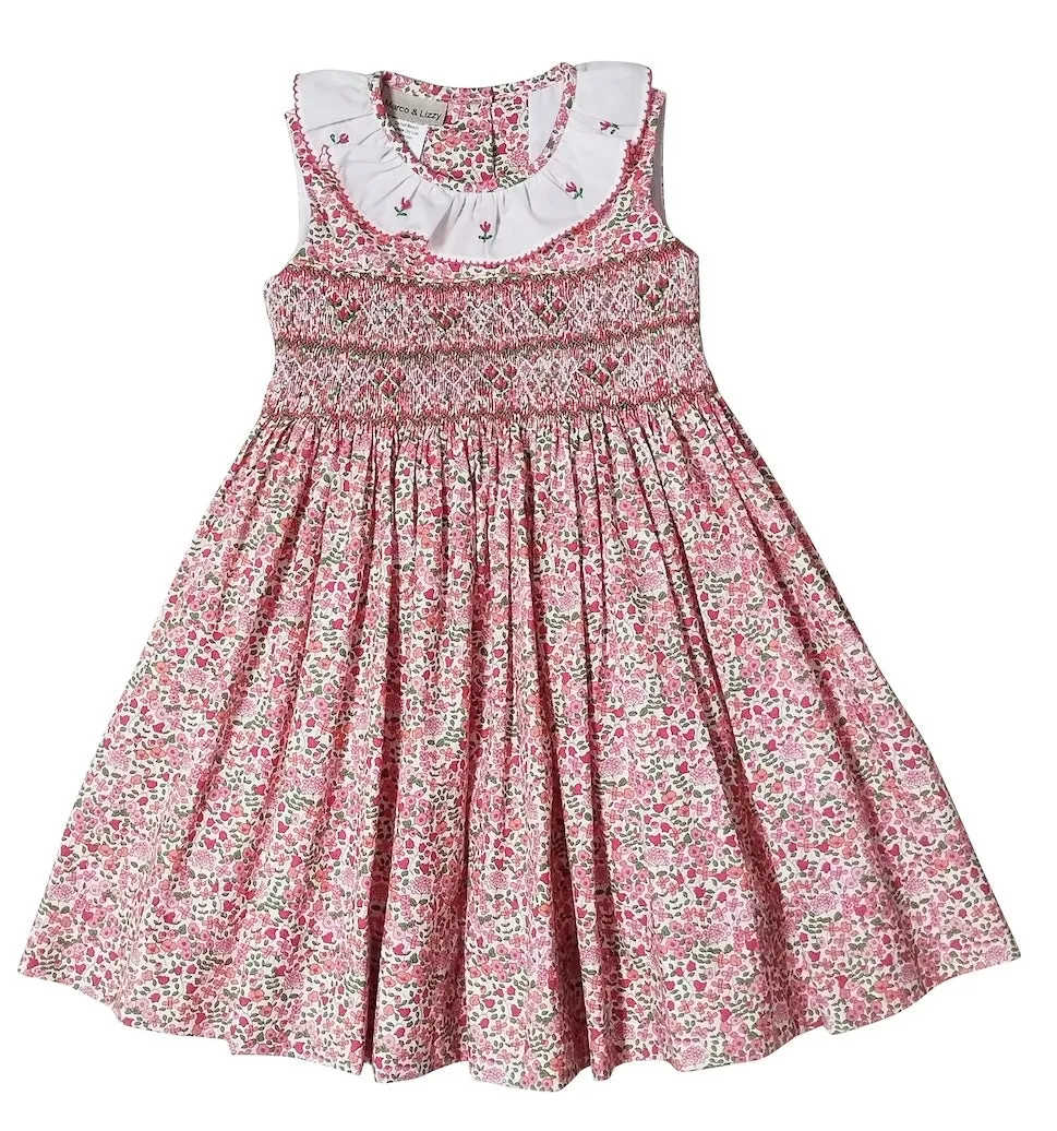 Brooke Floral Print Hand Smock girls dress