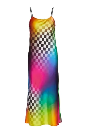 BruceGlen Gradient Tile Silk Slip Dress