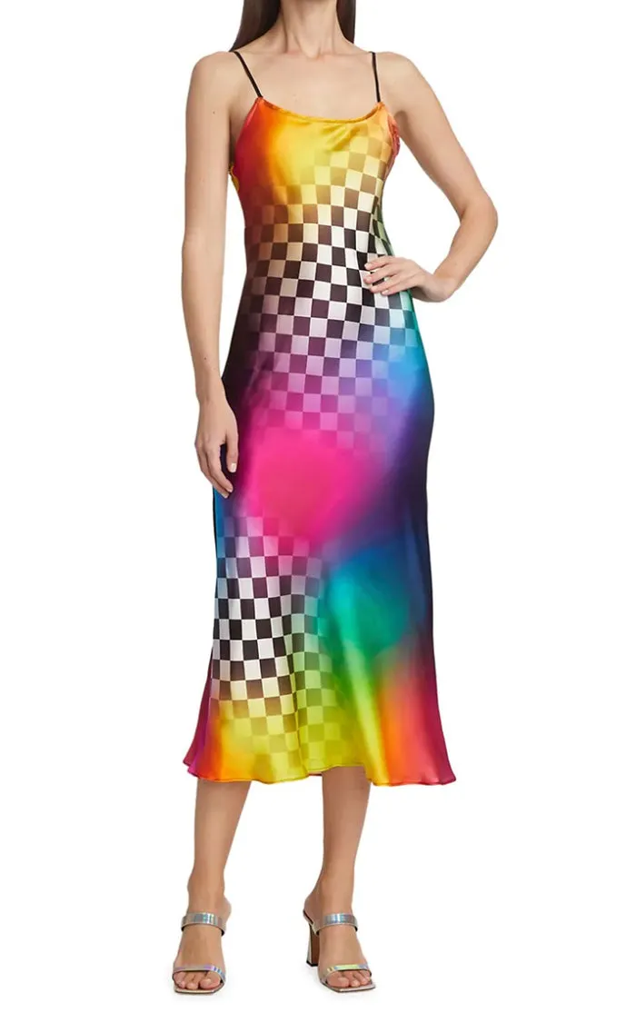 BruceGlen Gradient Tile Silk Slip Dress