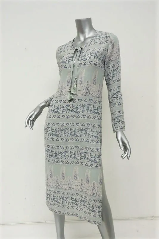 Calypso St. Barth Dress Yolani Mint Printed Silk Size Small Side-Slit Midi NEW