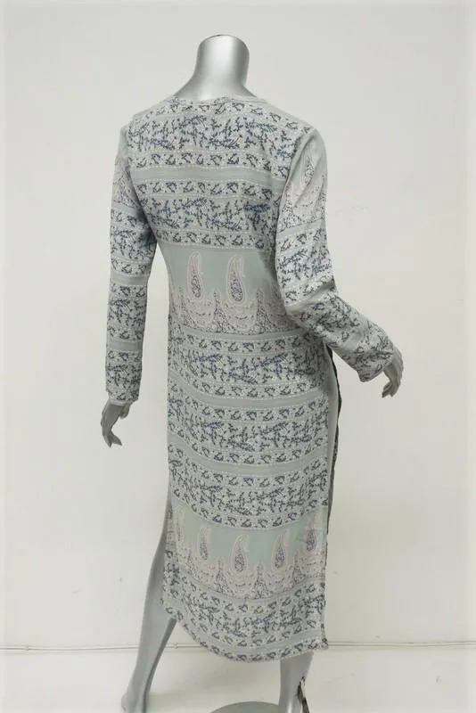 Calypso St. Barth Dress Yolani Mint Printed Silk Size Small Side-Slit Midi NEW