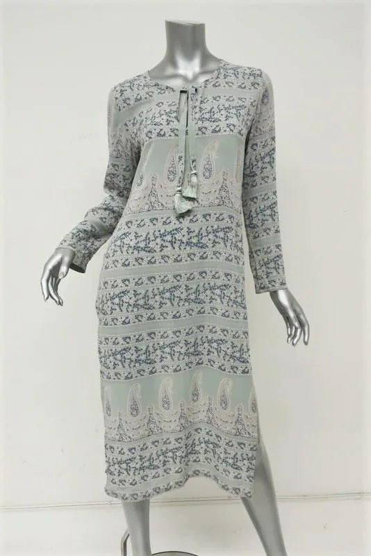 Calypso St. Barth Dress Yolani Mint Printed Silk Size Small Side-Slit Midi NEW