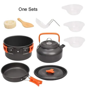 Camping Cookware Set Aluminum Portable Outdoor Tableware Cookset Cooking Kit Pan Bowl Kettle Pot Hiking BBQ Picnic Equipment