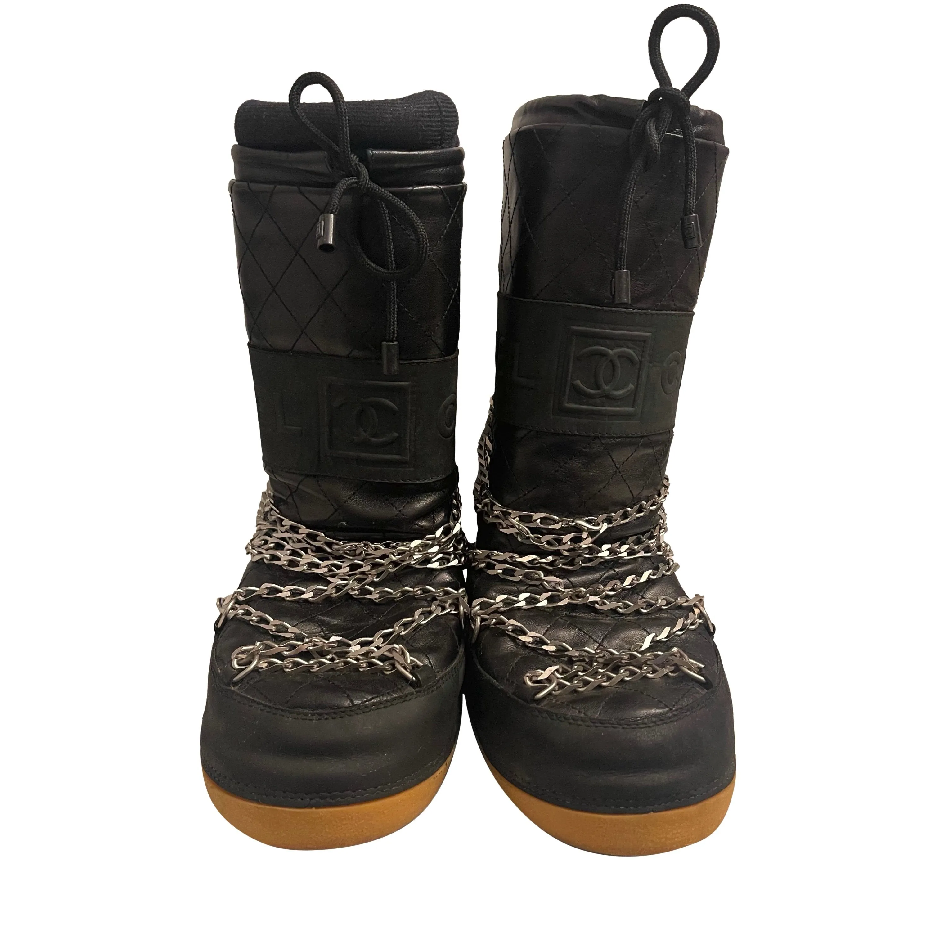 Chanel Black Chain Snow Boots
