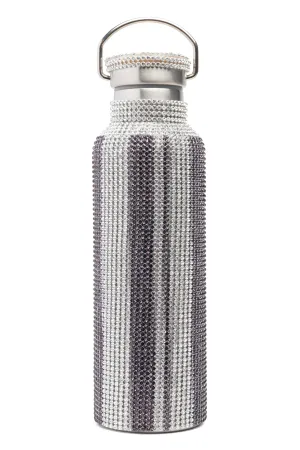 CHARCOAL STRIPE RHINESTONE WATER BOTTLE