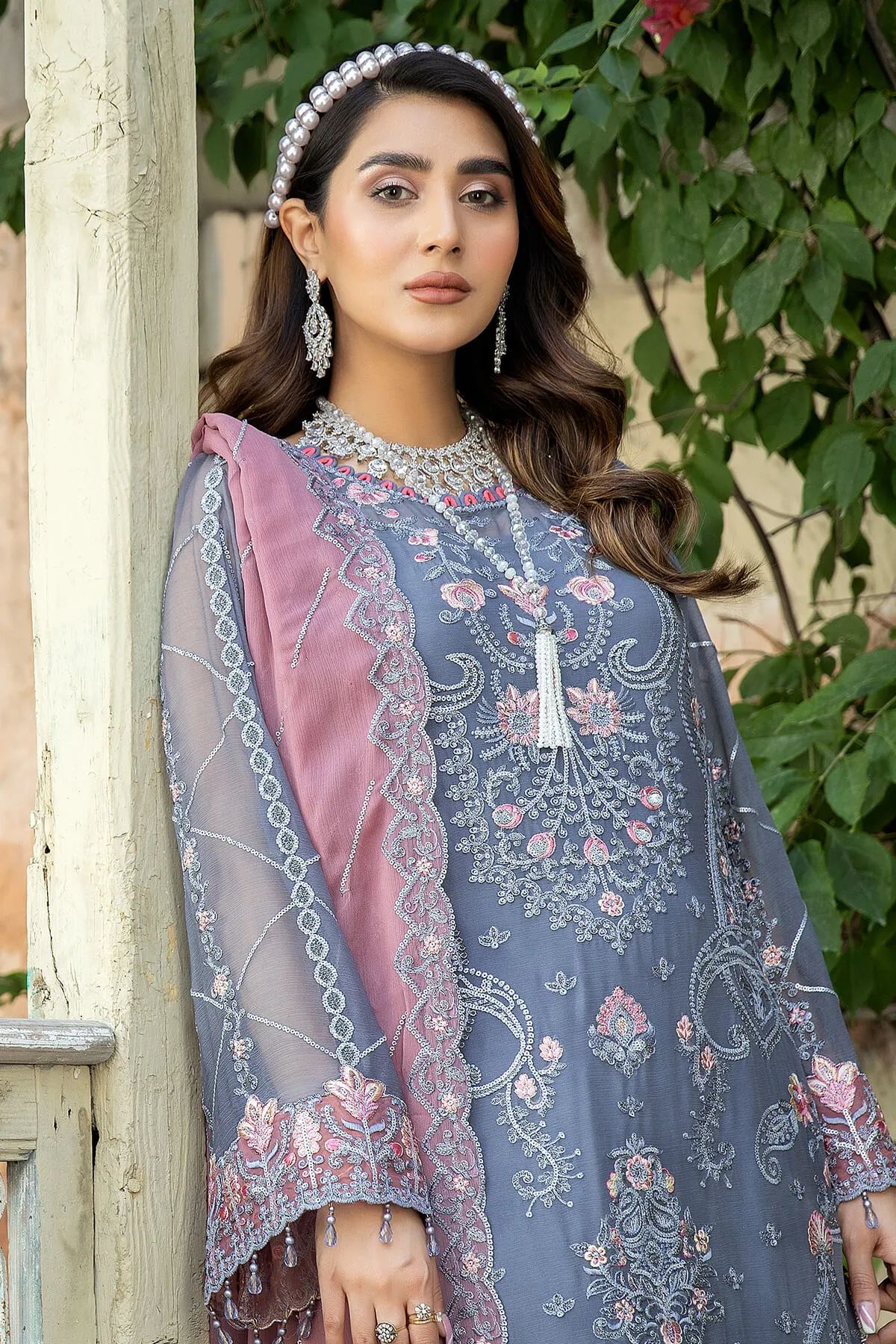Chiffon Kameez Trouser Pakistani Embroidered Eid Dress