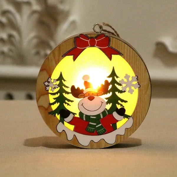 Christmas Decoration Wooden Luminous Pendant