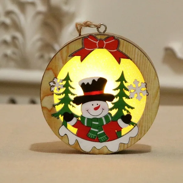 Christmas Decoration Wooden Luminous Pendant