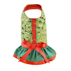 Christmas Holly Print Ruffled Dog Cat Vest Harnes