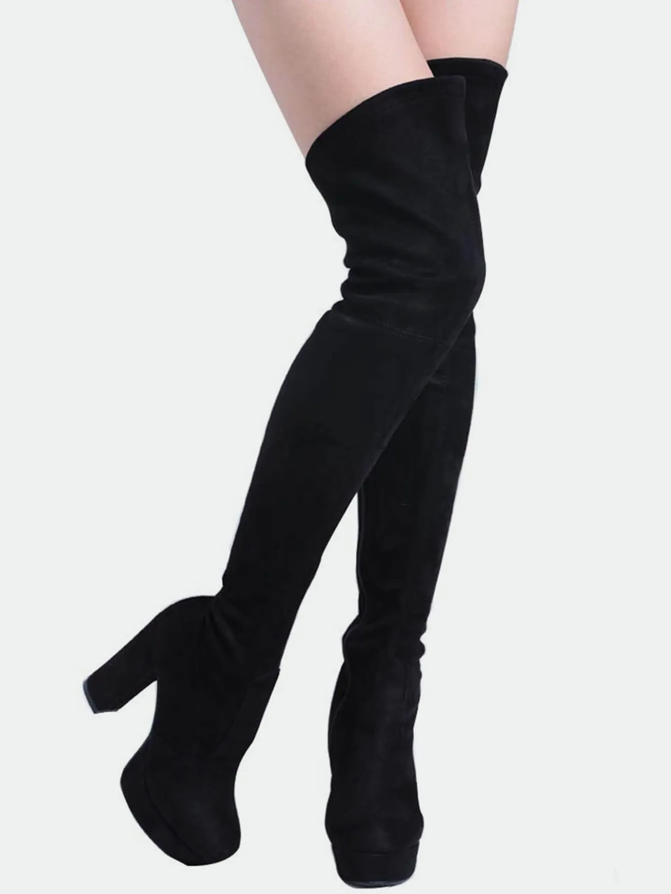 Chunky High Heel Platform Boots