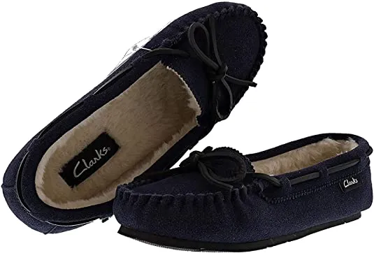 Clarks Outdoor and Toe Moccasin Steep discount Slippers Indoor Suede Women's On Slip Squared Wide assortment