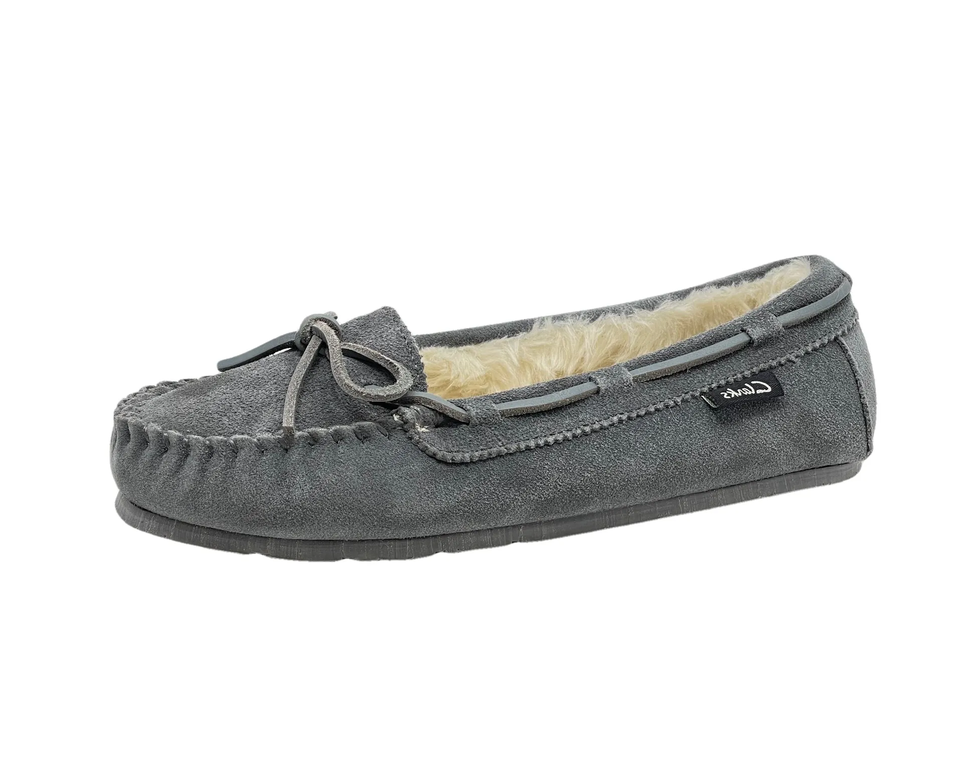Clean-lined Moccasin Toe Women's On Squared and Secure Outdoor Clarks Slippers Indoor Suede Slip