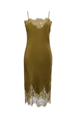 Coco Lace Silk Dress Burnt Olive